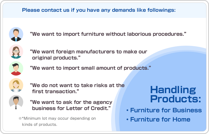 Please contact us if you have any demands like followings: